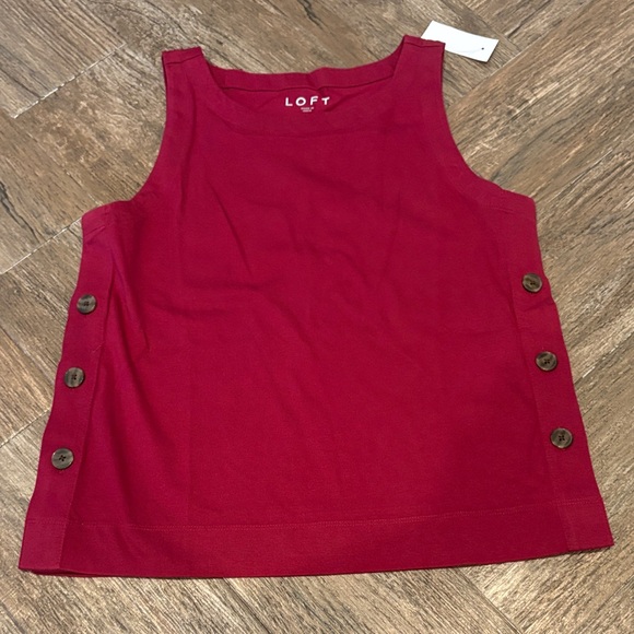 LOFT Tops - NWT LOFT Red Tank Top with Button Accents